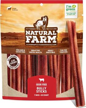 Pet 445055711731 Bully Sticks 7 Inch 20 Pack 100% Beef Pizzle Chews Odor Free For Medium Dogs