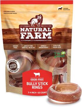 Pet 705353270987 Odor Free Bully Sticks Ring Shaped 3-4 Inch 10 Pack - 100% Beef Chews For Mor