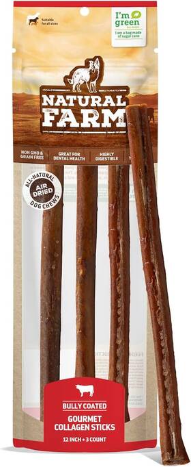 Pet 705353565595 Bully Coated Gourmet Collagen Sticks 12 Inch 3 Pack Real Beef