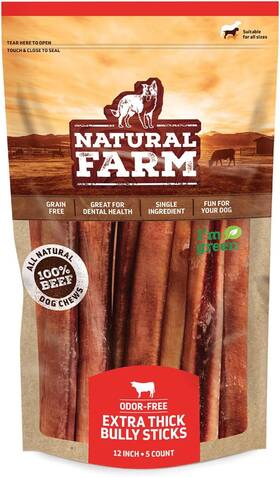 Pet 705353592621 Odor Free Jumbo Bully Sticks 12 Inch 5 Pack Extra-thick Chews For Dogs Full