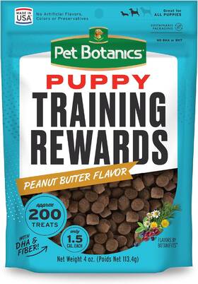 49466 Pet Botanics 4 Oz. Pouch Training Rewards Puppy Bites Soft And Chewy Peanut Butte