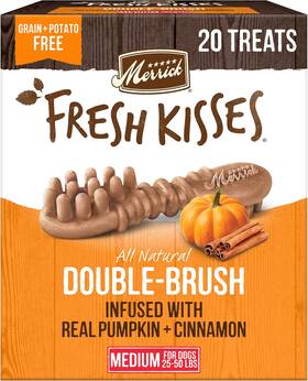 66078 Pet Care Fresh Kisses Natural Dental Chews Treats Infused With Pumpkin And Cinnamon For