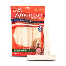 Pet Factory 094983281051 American Beefhide 7 Inch Rolls Dog Chew Treats - Natural Flavor 4 Count/1 Pack