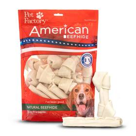 Pet Factory 094983282027 American Beefhide 4-5 Inch Assorted Bones And Chip Rolls Dog Chew Treats - Natura