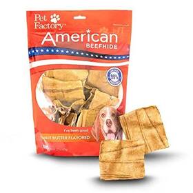 Pet Factory 094983283826 American Beefhide Chips Dog Chew Treats - Peanut Butter Flavor 22 Oz