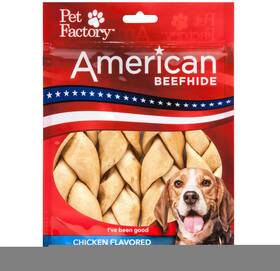 Pet Factory 094983287633 1 Bag Gluten Free Chicken Hide Braided Stick 4 Inch Dog Chews Sticks