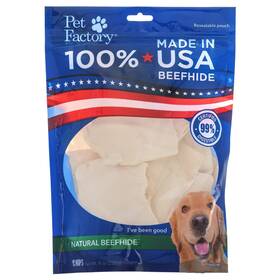 Pet Factory 094983781384 100% Made In Usa Beefhide Chips Dog Chew Treats - Natural Flavor 8 Oz