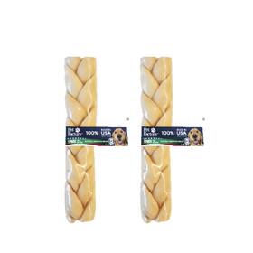 Pet Factory 094983799587 Usa 100% Natural Beefhide Dog Braid Chew 7 Inches 2 Units