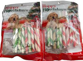 Pet Factory 094983900440 2 16 Packs Happy Holiday Rawhide Candy Stick Twist Christmas Dog