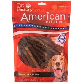28459 Pet Factory American Beefhide 5 Inch Twist Sticks Dog Chew Treats - Peanut Butter Flavor 1 Lb