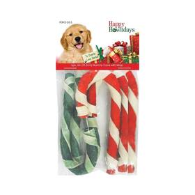 Pet Factory 604714565499 Munchy Christmas Candy Cane With Wrap Rawhide Dog Chew 5pk 6 Inch