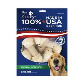 78308 Pet Factory 100% Made In Usa Beefhide 6 Inch 12 Count Pack Of 1 Natural