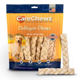 78424 Pet Factory Carechewz Collagen 6-7 Inch Skinny Braided Sticks Dog Chew Treats - Natural Flavo