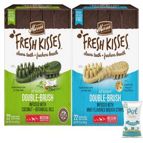 B0b4kqlwqg Pet Faves 2 Pack Fresh Kisses Double-brush Dental Dog Treats Infused Coconut