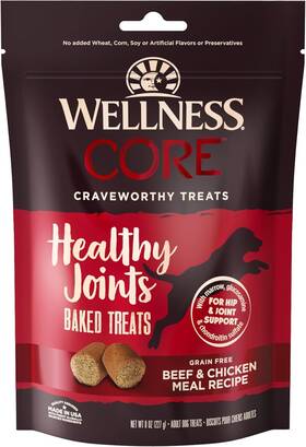 Pet Food 711181563054 Core Healthy Joints Crunchy Dog Treats Grain Free 8 Ounce Bag