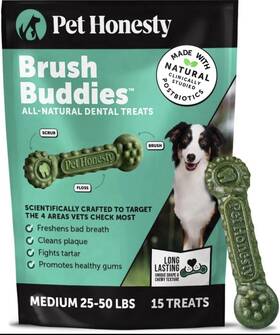 Pet Honesty 313052375300 Brush Buddies All Natural Dog Dental Treats For Dogs Long Lasting