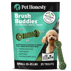 Pet Honesty 850063385503 Brush Buddies All Natural Dog Dental Treats Small Dogs Teeth Cleaner 25 Count