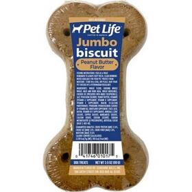 Pet Life 041746010175 Super Single Jumbo Biscuit 3.5 Oz Peanut Butt