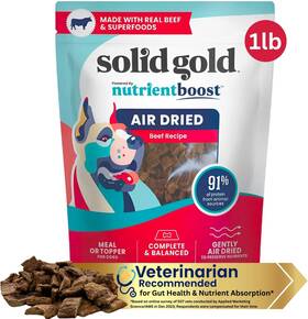 64001 Pet Llc Solid Gold Air-dried Dog Food Topper Real Beef Digestion Support 1 Lb
