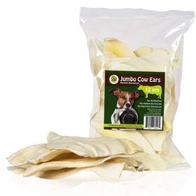 Pet Magasin 850007964160 Premium Natural Jumbo Cow Ears - Original 12-pack Dog Treats Lon