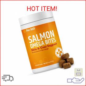 Pet Md 0811 Salmon Omega Bites For Dogs - Skin And Coat Supplement With 3 6 F