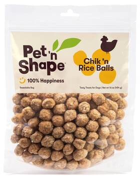 Pet N Shape 032657103162 Chik Ftn Rice Balls Dog Treats - 1 Pound