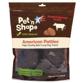 Pet N Shape 032657250163 All American Beef Lung Patties Dog Treats Made And Sourced In The Usa 1lb Bag