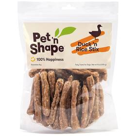 20216 Pet N Shape Ftn Duck Rice Stix Dog Treats 16 Oz. Resealable Bag