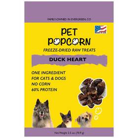 Trtdckhrt250 Pet Popcorn Freeze-dried Raw Treats - Duck Heart 2.5oz Bag Dog And Cat Snacks