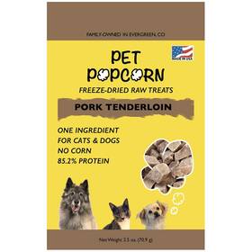 Trtprkten250 Pet Popcorn Freeze-dried Raw Treats - Pork Tenderloin 2.5oz Bag Snacks