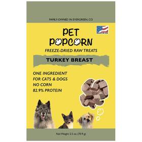 Trttkybst250 Pet Popcorn Freeze-dried Raw Treats Turkey Breast 2.5oz Bag Dog And Cat Snacks