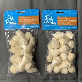 Pet Pride 011110880512 Beefhide Flavor Mini Bones For Small Dogs 2 Packs 24 Count Free Ship
