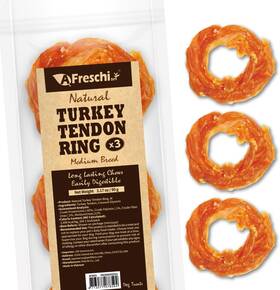 Petlife Co. Ltd. 313104480464 Afreschi Turkey Tendon For Dogs Medium Ring 3.17 Oz Usa-sourced