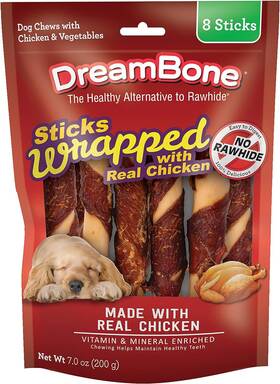 Dbcw-02857 Petmatrix Dreambone Chicken-wrapped Chews 8 Count Rawhide-free For Dogs - Large