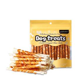 Petphabet 848147100120 Chicken Wrapped Rawhide Dog Treats - Hide Twists Sticks For Chew Natural Pet