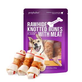 Petphabet 848147100236 Chicken Wrapped Rawhide Dog Bones 5-5.5 Inch Long Lasting Chew Treats Fo
