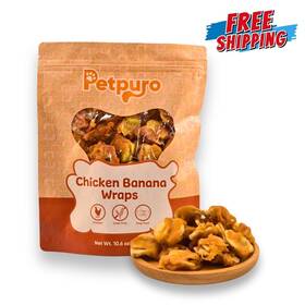 Petpuro 683125255281 Chicken-wrapped Banana Dog Treats Low-fat Chews Training Rewards 10.6 Oz
