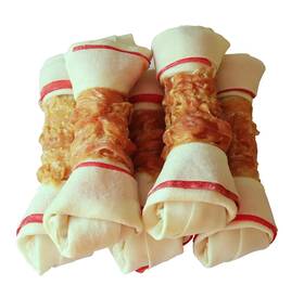 Petpuro 683125255304 Chicken Wrapped Rawhide Dog Bones 6.5 Inch Knotted Chews For Small To Larg