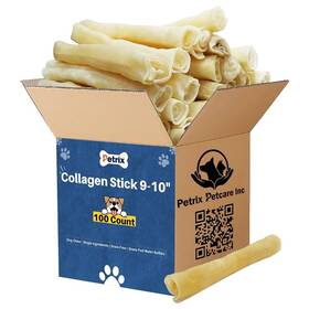 Pr231 Petrix Petcare Pr231/1-100 Puffed Collagen 9-10 Inch Bully Sticks For All Life Stages Dogs 100 Count