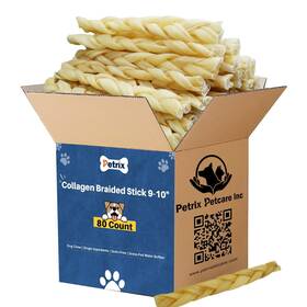 Pr232 Petrix Petcare Pr232/1-80 Puff Collagen Braided Stick 80 Count For Dogs Single Indegredient