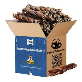 Pr243-90 Petrix Petcare Maximum Collagen Braided Bully Sticks 5-6 Inch For Dogs 90 Count
