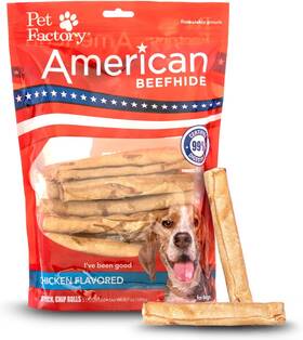 28176 - Pets American Beefhide 5 Inch Chip Rolls Dog Chew Treats Chicken Flavor 16 Count/1 Pac