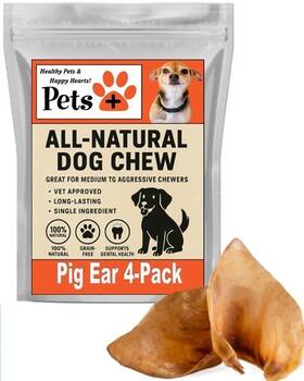 B0flqpf4k4 Pets Plus Pig Ears For Dogs 4-pack Natural Dog Chews Long Lasting Treats