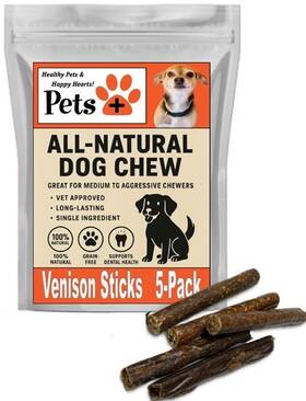 B0flqqj3qm Pets Plus Natural - Venison Sausage Dog Chew Treats 5 Pack High Protein