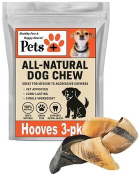 B0fmkrbh3s Pets Plus Natural Beef Hooves 3 Pack Long-lasting Chews For Medium And Large Dogs