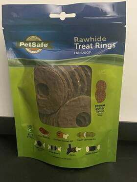 Petsafe 759023096261 2 Pk Pet Safe Busy Buddy Sz C Peanut Butter Rawhide Rings Chew Refills 16 Per