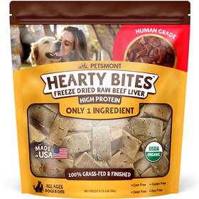 Petsmont 860092002371 Hearty Bites - Organic Freeze-dried Beef Liver 8 Ounce Pack Of 1