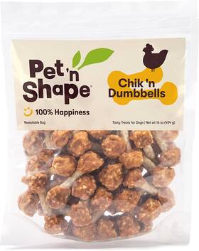 10416 - Petventures Chik Ftn Rice Dumbbells Natural Dog Treats Chicken 1 Pound