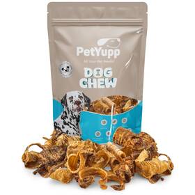 4720 Petyupp Beef Trachea Dog Chews - Natural Digestible Treats Bite Size 1 Lb