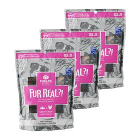 Phelps Wellness Collection 192959811452 Fur Real Skin And Coat Salmon Chicken Recipe Dog Treats 3 Pack 4.5 Oz
